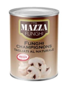 Шампиньоны нарезанные Mazza Funghi Sliced champignons in water 425 мл ж/б